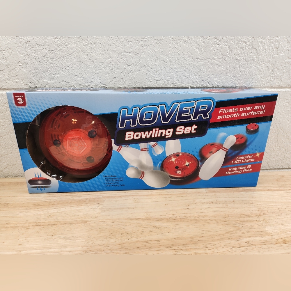 NEW! Hover Bowling Set * Floats on Smooth Surface * LED Lights * 6 Bowling Pins